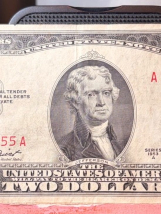 Us Mint Other - 1953C $2 Red Seal Miscut Error Ser #A 51432855 A #206185737771